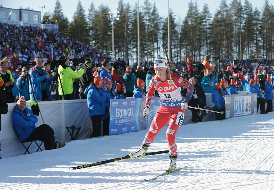 Tiril Eckhoff avsluttet sitt VM med fellesstart søndag. FOTO: VIDAR RUUD/NTB SCANPIX