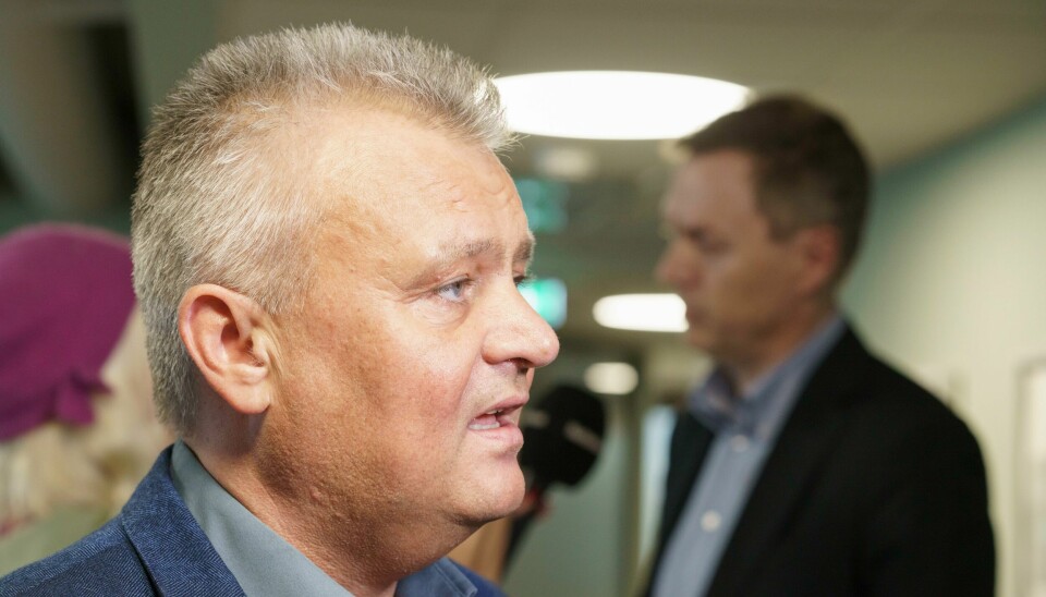 Fellesforbundets leder Jørn Eggum. – Det går ikke rast nok, sa leder Jørn Eggum i Fellesforbundet da han erklærte at forbundet hadde brutt forhandlingene og ba riksmekleren komme på banen. Onsdag over påske møter han og fungerende direktør Knut E. Sunde i Norsk Industri til tvungen mekling. Foto: Cornelius Poppe / NTB
