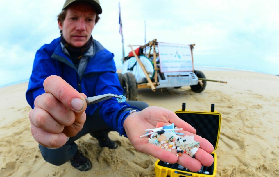 Mikroplast, her vist frem av den franske forskeren Edgar Dusacre. Illustrasjonsbilde. Mikroplast, her vist frem av den franske forskeren Edgar Dusacre, finnes over alt i havet. Nå har det også blitt funnet spor av det i menneskeblod.