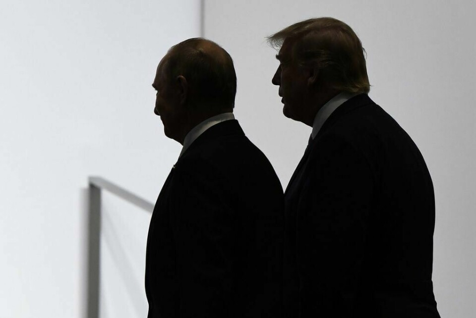 Donald Trump og Vladimir side om side på G20-møtet i Osaka i 2019. Donald Trump