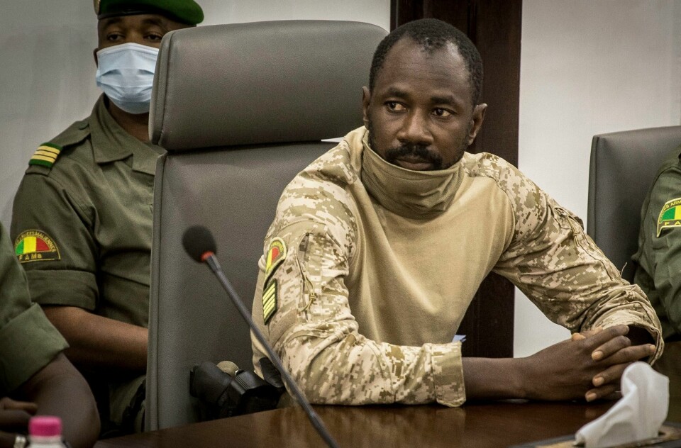 Obsert Assimi Goïta oppholder seg ofte på militærbasen som fredag morgen ble angrepet av det som antas å ha vært ytterliggående islamister. Obsert Assimi Goïta oppholder seg ofte på militærbasen som fredag morgen ble angrepet av det som antas å ha vært ytterliggående islamister. Foto: AP / NTB