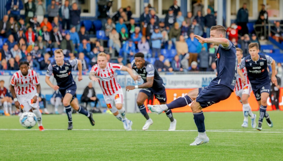 Bendik Bye utlignet for Kristiansund på overtid mot Tromsø i onsdagens hengekamp Bendik Bye utlignet for Kristiansund på overtid mot Tromsø i onsdagens hengekamp. Foto: Svein Ove Ekornesvåg / NTB