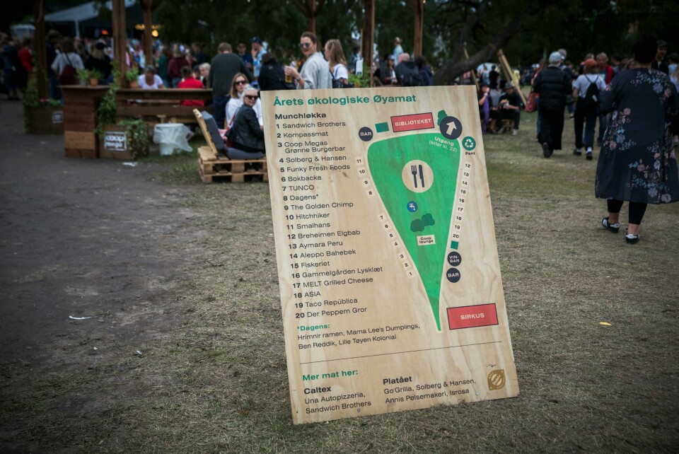 Årets miljøtema på Øya er bærekraftig mat. Her tilbudet i 2018, i år satses det nytt. Øya