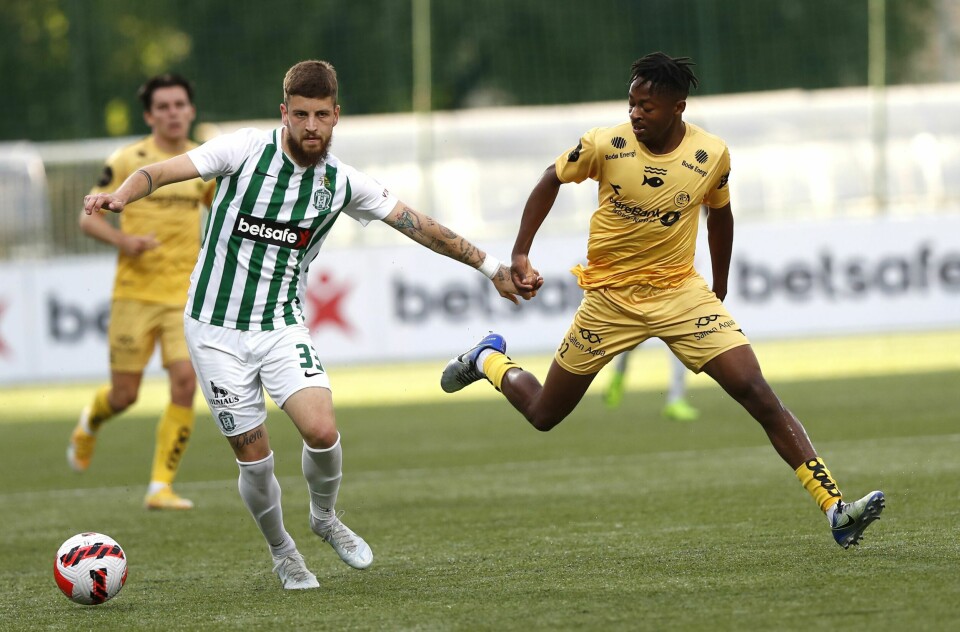 Joel Mvuka utlignet for Glimt i 2. omgang, som gikk enkelt videre mot Zalgiris. Joel Mvuka utlignet for Glimt i 2. omgang. Foto: Mindaugas Kulbis / AP / NTB