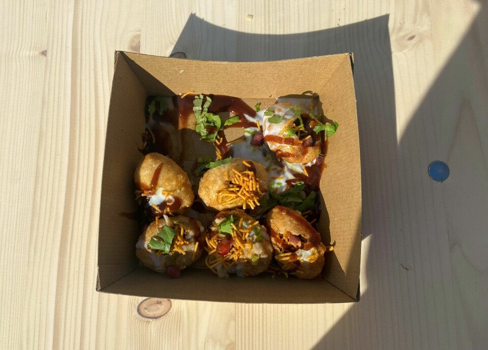 Dahi puri fra Der peppern gror på Caltexløkka. Dhal puri fra Der peppern gror på Caltexløkka.
