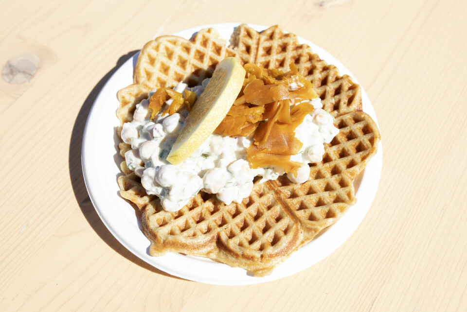 Vaffel med skagenrørevariant fra Funky Fresh Foods. Øya mat