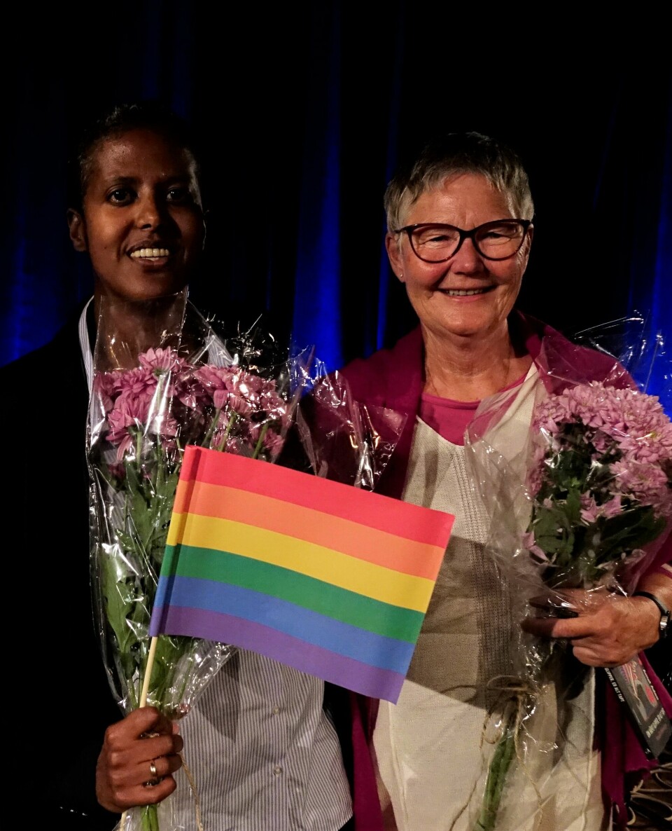 Amal Aden og Mette Werner da de deltok på en Pride-kveld på Litteraturhuset denne uka. Amal Aden og Mette Werner da de deltok på en Pride-kveld på Litteraturhuset denne uka.