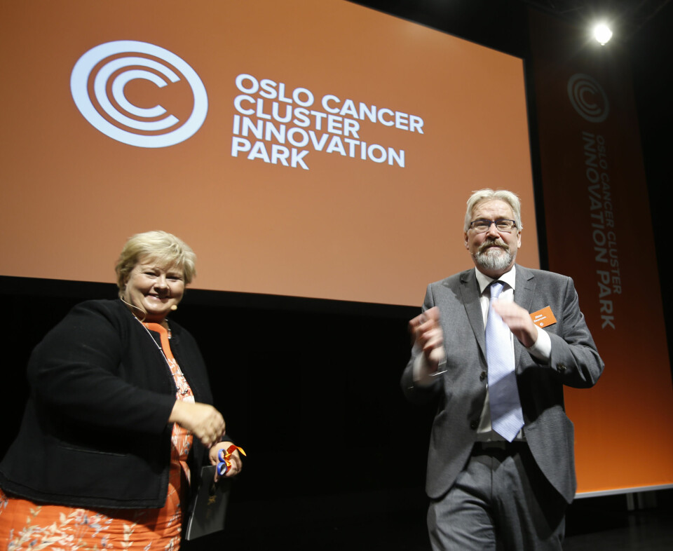 I 2015 åpnet Jónas Einarsson Oslo Cancer Cluster, sammen med daværende statsminister Erna Solberg. Jónas og Erna