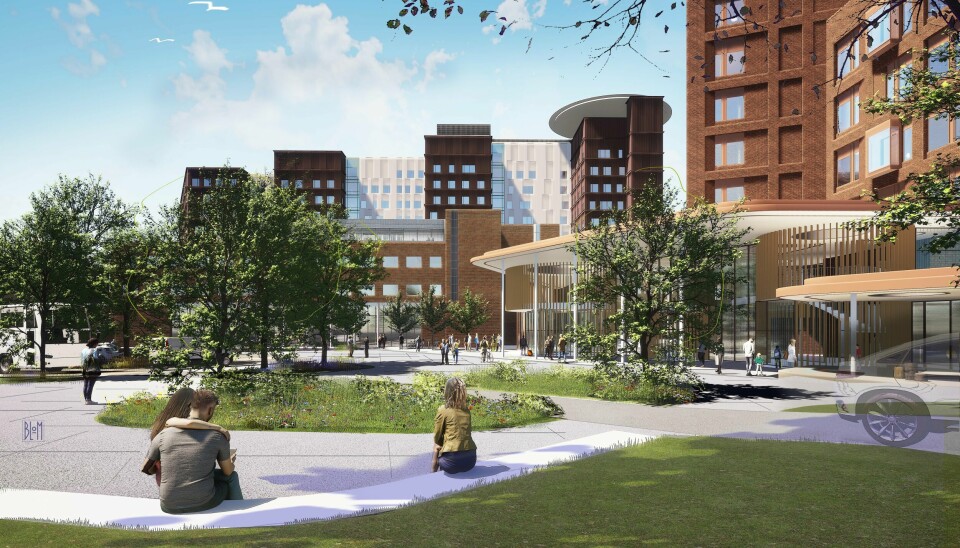 Slik skal Rikshospitalet se ut når det en gang står ferdig. Slik skal Rikshospitalet se ut når det en gang står ferdig. Men det nye sykehuset skal i likhet med Nye Aker sykehus bygges uten kjøkken. Maten skal transporteres inn og ut fra kjøkkenet på gamle Ullevål sykehus.