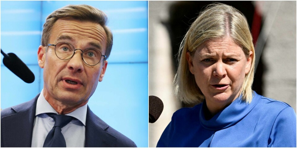 Uansett om det blir Ulf Kristersson og Magdalena Andersson som leder Sveriges neste regjering, mener valgforsker at fire nye år med politisk ustabilitet venter Sverige. Montasje med Ulf Kristersson (t.v) og Magdalena Andersson (t.h).