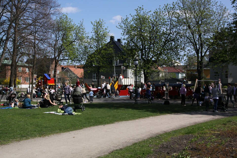 «Lekeplassen i Domkirkeparken er fin, men den begynner å bli slitt, og tidvis er den så full at man ikke orker å gå dit.»