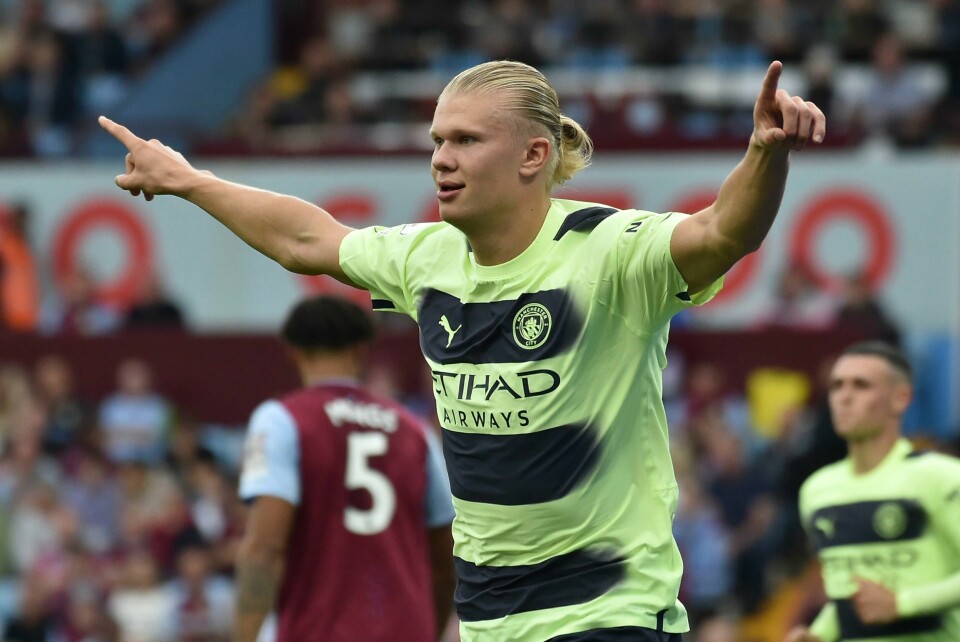 Erling Braut Haaland scoret 1-0-målet mot Aston Villa. Erling Braut Haaland scoret 1-0-målet mot Aston Villa. Foto: AP Photo/Rui Vieira)