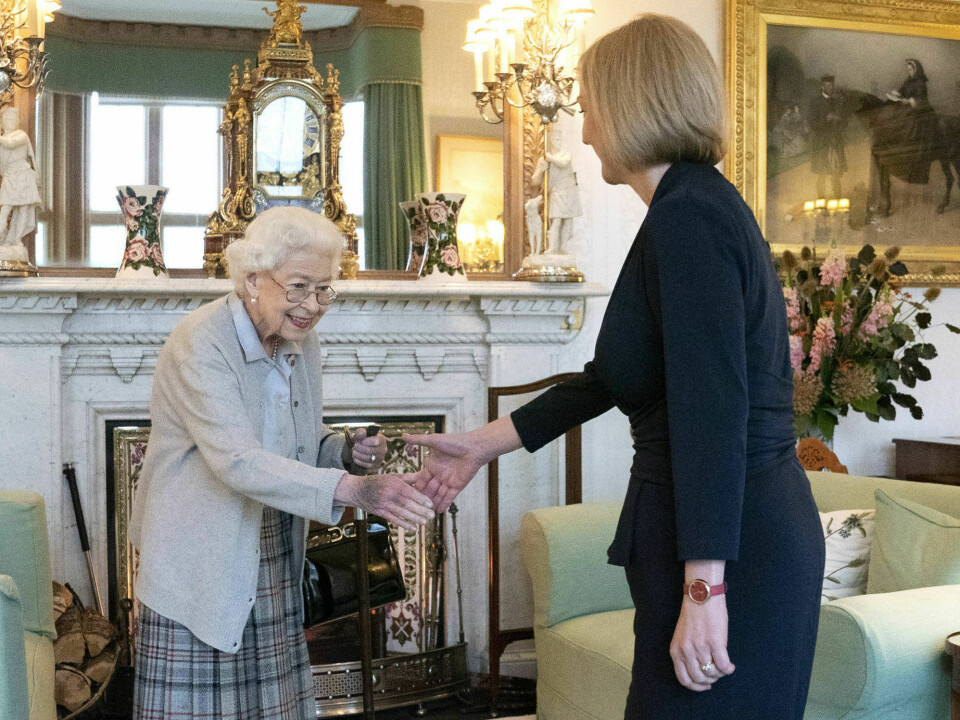 Liz Truss i audiens hos dronning Elizabeth på Balmoral i Skottland tirsdag. Truss tok over som statsminister etter Boris Johnson tirsdag. Liz Truss i audiens hos dronning Elizabeth på Balmoral i Skottland tirsdag. Truss tok over som statsminister etter Boris Johnson tirsdag.