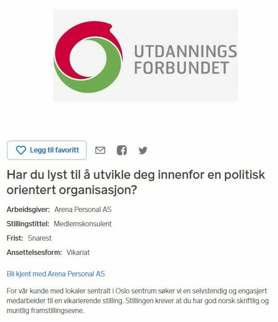 Slik ser Finn-annonsen ut. Slik ser Finn-annonsen ut.