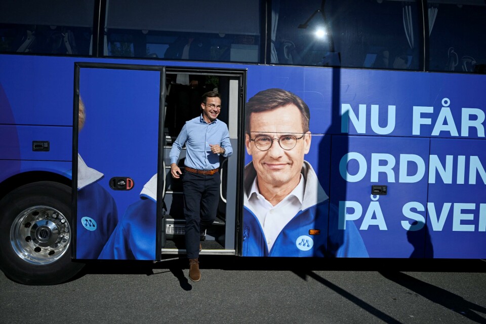 Moderaternas Ulf Kristersson tar ventelig den politiske styringen i Sverige. Moderaternas partileder Ulf Kristersson driver valgkamp Kristianstad denne uka.