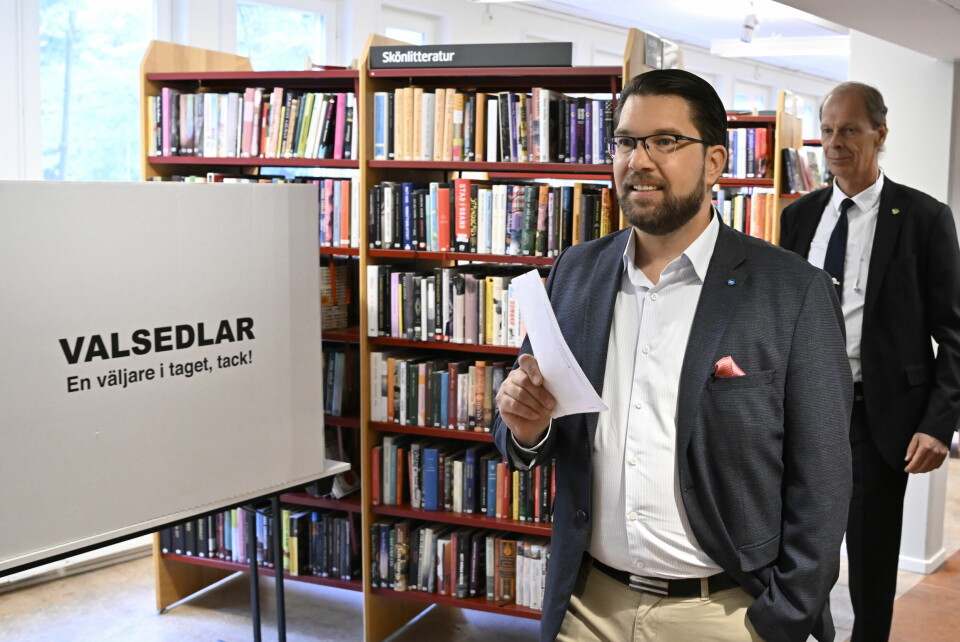 Sverigedemokraternas Jimmie Åkesson er i vinden i årets valg og ligger an til å bli største parti på borgerlig side. Sverigedemokraternas Jimmie Åkesson er i vinden i årets valg og ligger an til å bli største parti på borgerlig side.