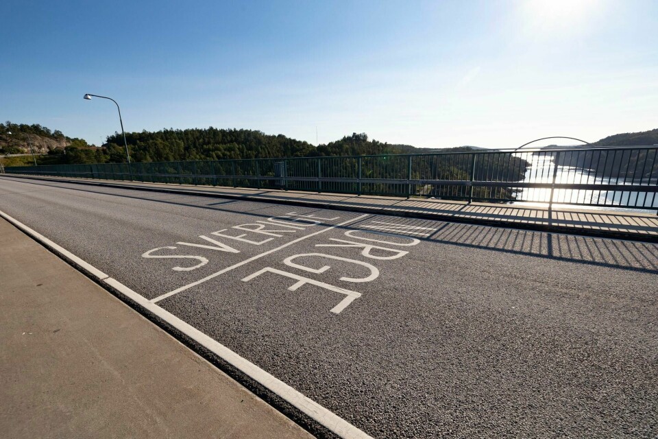 De tyske fiskerne var på vei tilbake fra Norge med bilen full av fangst, men ble stanset på svensk side ved Svinesund. Svinesund 20210831. Bilder av grensen mellom Norge og Sverige på den gamle Svinesundsbrua.Foto: Tor Erik Schrøder / NTB