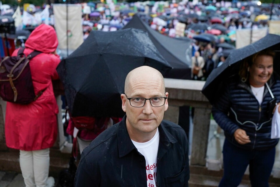 Leder Steffen Handal i Utdanningsforbundet har offentliggjort løsningsforslaget sitt i lærerstreiken. Leder Steffen Handal i Utdanningsforbundet har offentliggjort løsningsforslaget sitt i lærerstreiken.Foto: Håkon Mosvold Larsen / NTB
