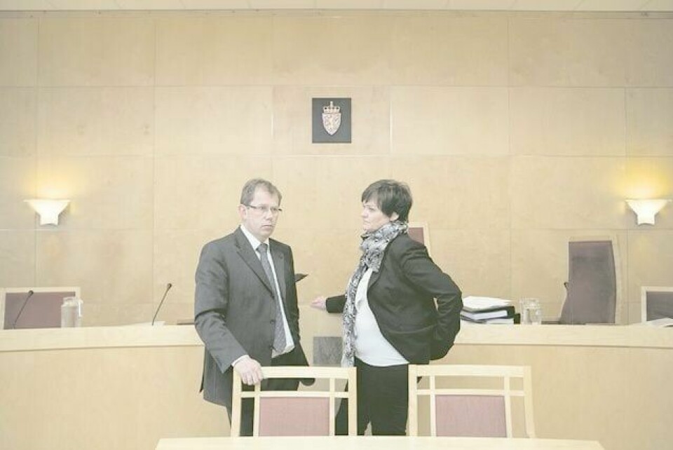 I den pågående Vågå-saken er det innstevnet 60 vitner. Her statsadvokat Thorbjørn Klundseter og bistandsadvokat Nina Braathen Hjortdal. FOTO: BERIT ROALD/NTB SCANPIX