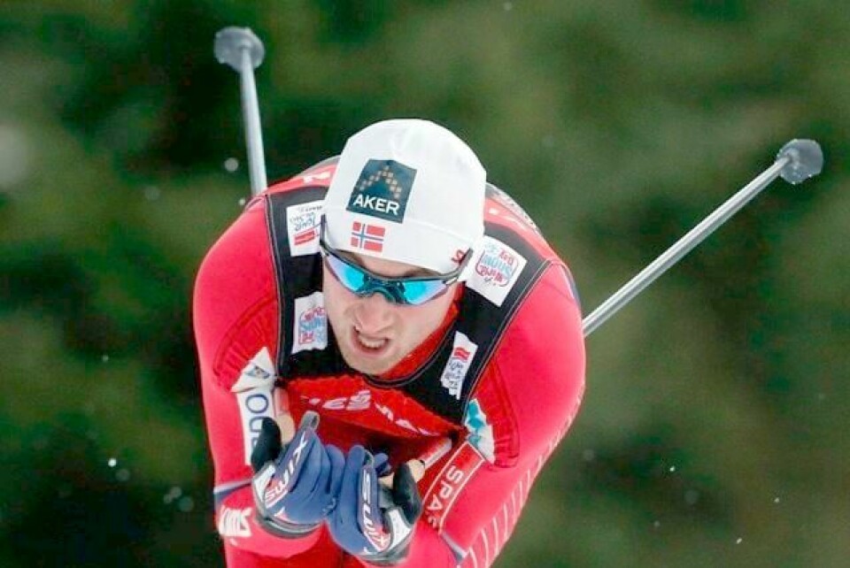 Petter Northug på vei mot seier i prologen i Tour de Ski lørdag. FOTO: THOMAS PETER/REUTERS/NTB SCANPIX