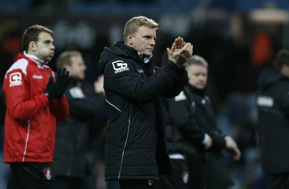 Manager Eddie Howe kar klart det utrolige å ta Bournemouth rett opp til øverste nivå i England. FOTO: NTB SCANPIX