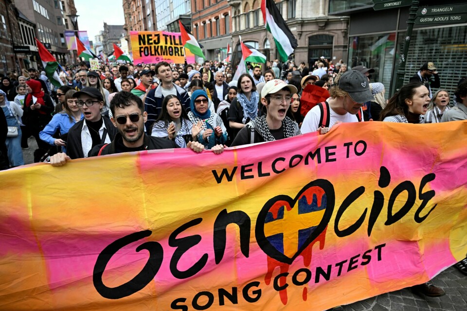 Før finalen i Eurovision var det store demonstrasjoner i Malmö lørdag. Før finalen i Eurovision var det store demonstrasjoner i Malmö lørdag.