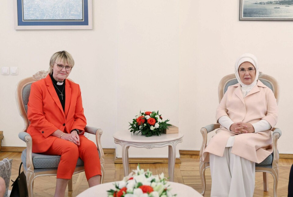 Birgitta Ed og Emine Erdogan under et NATO-møte i Vilnius. Birgitta Ed og Emine Erdogan under et NATO-møte i Vilnius.