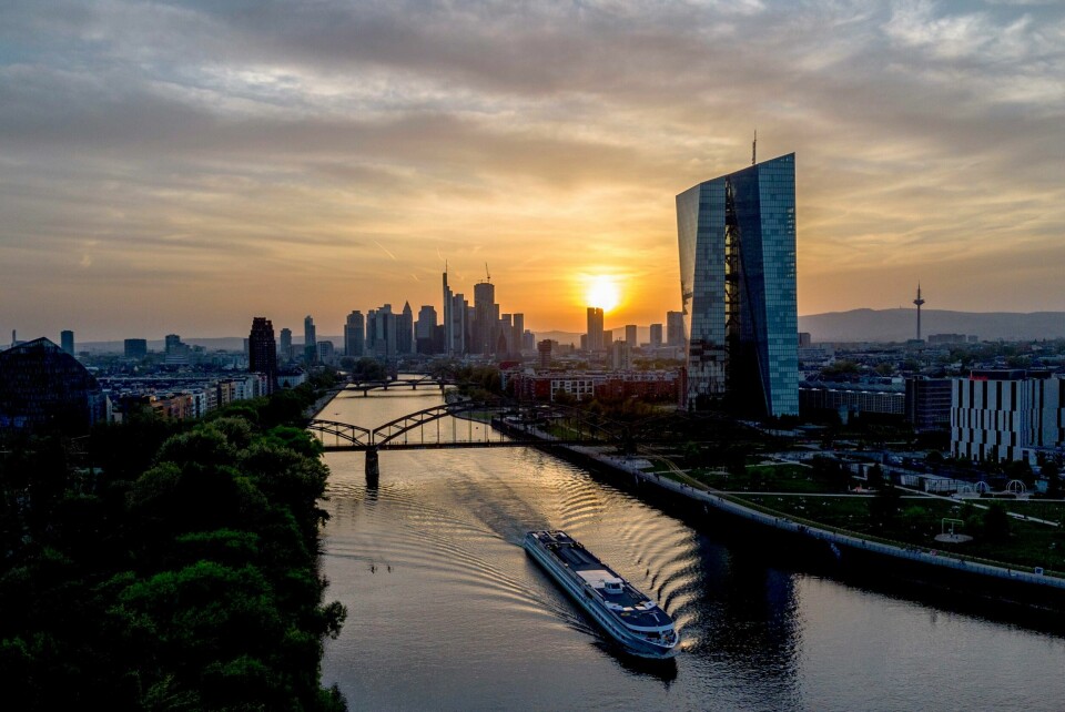 Den europeiske sentralbankens hovedkvarter i Frankfurt. Hovudkvarteret til Den europeiske sentralbanken i Frankfurt. Foto: Michael Probst / AP / NTB