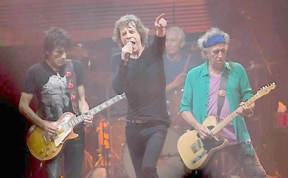The Rolling Stones i aksjon på Glastonbury-festivalen i fjor. FOTO: JOEL RYAN/NTB SCANPIX