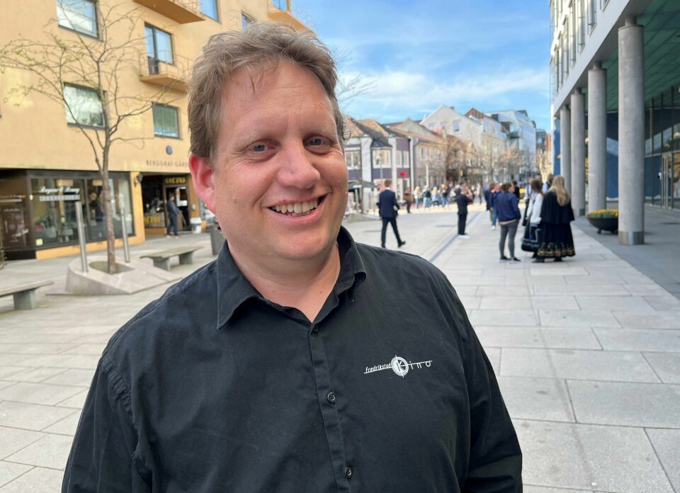 Kinosjef Jørgen Søderberg Jansen ved Fredrikstad Kino. Kinosjef Jørgen Søderberg Jansen ved Fredrikstad Kino.