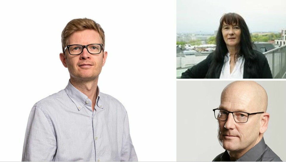 Einar Olav Larsen til venstre, May-Britt Sundal øverst til høyre, og Steffen Handal nederst til høyre. Tre personer