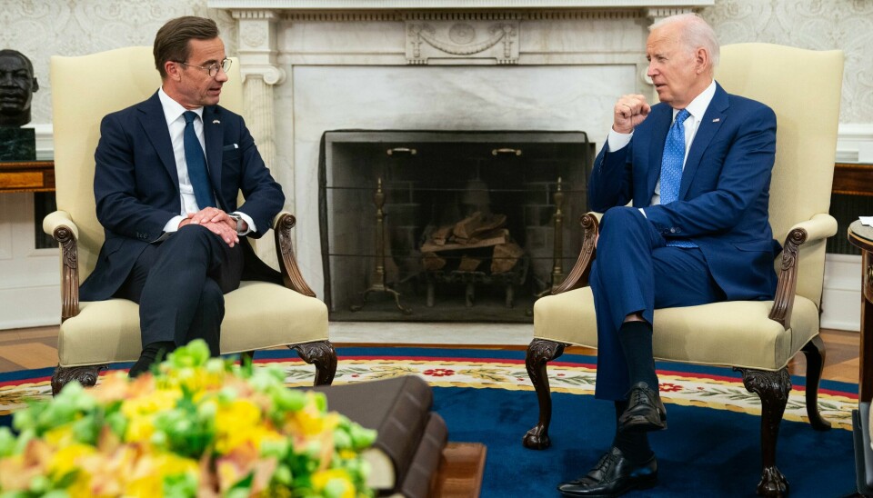 Ulf Kristersson og Joe Biden i Det hvite hus. Ulf Kristersson og Joe Biden i Det hvite hus.