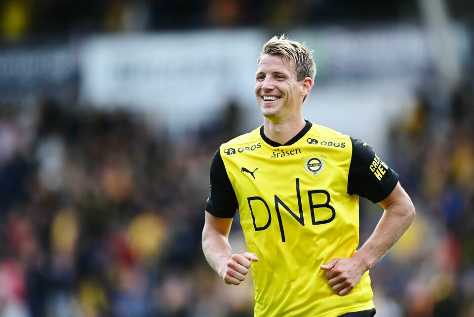 Lillestrøms Thomas Lehne Olsen jubler under eliteseriekampen i fotball mellom Lillestrøm og Sandefjord på Åråsen Stadion. Lillestrøms Thomas Lehne Olsen jubler under eliteseriekampen i fotball mellom Lillestrøm og Sandefjord på Åråsen Stadion.Foto: Astrid Pedersen / NTB