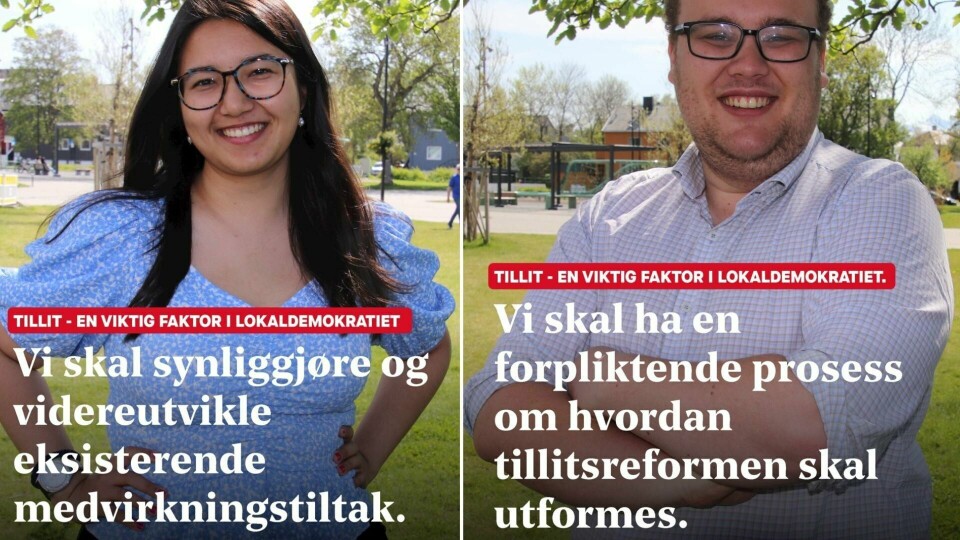 Disse valgplakatene fra Bodø Ap har skapt sterke reaksjoner på sosiale medier det siste døgnet. Disse valgplakatene fra Bodø Ap har skapt sterke reaksjoner på sosiale medier det siste døgnet.
