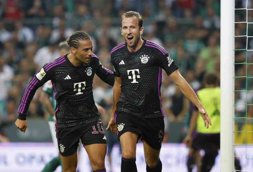 Harry Kane kunne juble for sitt første mål i ny drakt fredag. Harry Kane kunne juble for sitt første mål i ny drakt fredag. Foto: Axel Heimken / dpa via AP / NTB