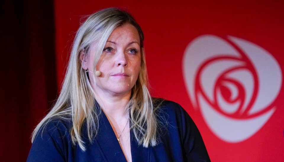 Partisekretær Kjersti Stenseng på et pressemøte i forkant av Arbeiderpartiets landsmøte i vår. Partisekretær Kjersti Stenseng i Ap kan vere ein outsider til posten som kulturminister. Foto: Lise Åserud / NTB / NPK
