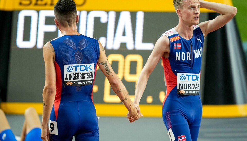 Slik var håndtrykket mellom Narve Gilje Nordås (t.h.) og Jakob Ingebrigtsen etter finalen på 1500 meter der de tok henholdsvis bronse og sølv. Nå varsler Gilje Nordås oppgjør. Slik var håndtrykket mellom Narve Gilje Nordås (t.h.) og Jakob Ingebrigtsen etter finalen på 1500 meter der de tok henholdsvis bronse og sølv.