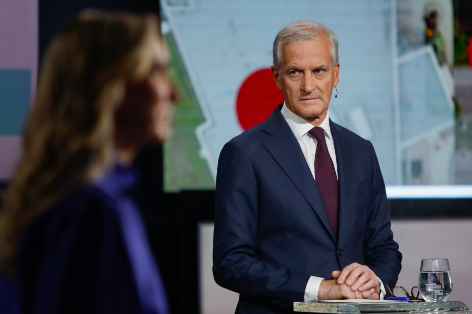 Jonas Gahr Støre (Ap) under partilederdebatt i TV 2 sine lokaler i Media City Bergen. Jonas Gahr Støre (Ap) under partilederdebatt i TV 2 sine lokaler i Media City Bergen. Foto: Tuva Åserud / NTB