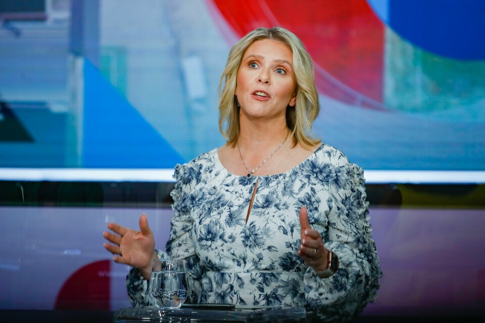 Frp-leder Sylvi Listhaug (Frp) fikk godt gjennomslag for forslaget om et eldreomsorg-forlik under partilederdebatten i TV 2 sine lokaler i Media City Bergen. Frp-leder Sylvi Listhaug (Frp) fikk godt gjennomslag for forslaget om et eldreomsorg-forlik under partilederdebatten i TV 2 sine lokaler i Media City Bergen. Foto: Tuva Åserud / NTB