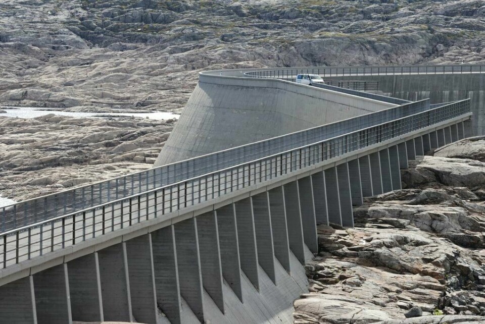 Førrevassdammen i Blåsjø-anlegget med lav vannstand i august i fjor. kraft
