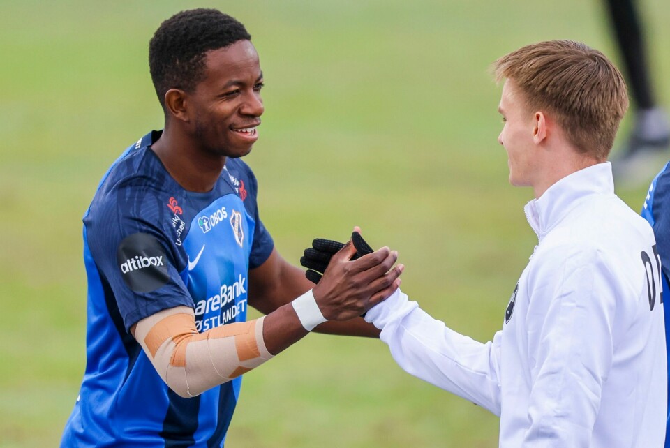 Stabæks Mushaga Bakenga under eliteseriekampen i fotball mellom Stabæk og Odd på Nadderud stadion. Stabæks Mushaga Bakenga under eliteseriekampen i fotball mellom Stabæk og Odd på Nadderud stadion.