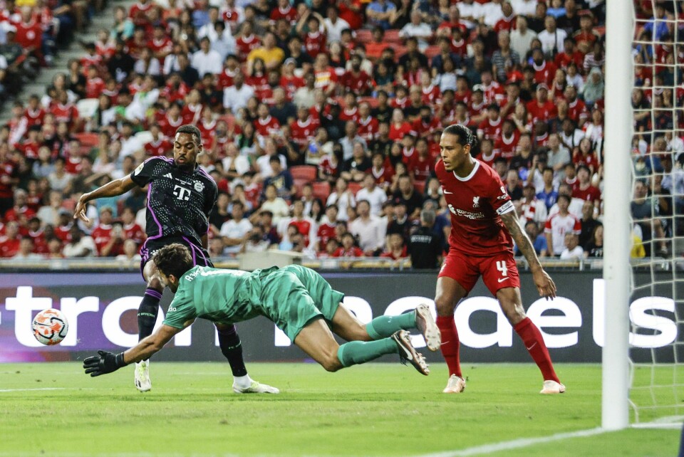 Ryan Gravenberch (t.v.) er klar for Liverpool. Her fra en treningskamp for Bayern München mot nettopp Liverpool i sommer. Foto: Danial Hakim / AP / NTB Ryan Gravenberch (t.v.) er klar for Liverpool. Her fra en treningskamp for Bayern München mot nettopp Liverpool i sommer. Foto: Danial Hakim / AP / NTB