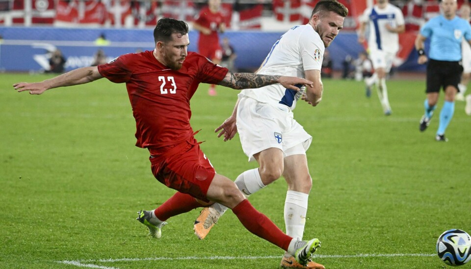 Pierre-Emile Højbjerg (t.v.) scoret vinnermålet mot Finland. Pierre-Emile Højbjerg (t.v.) scoret vinnermålet mot Finland. Foto: Heikki Saukkomaa / Lehtikuva via AP / NTB.