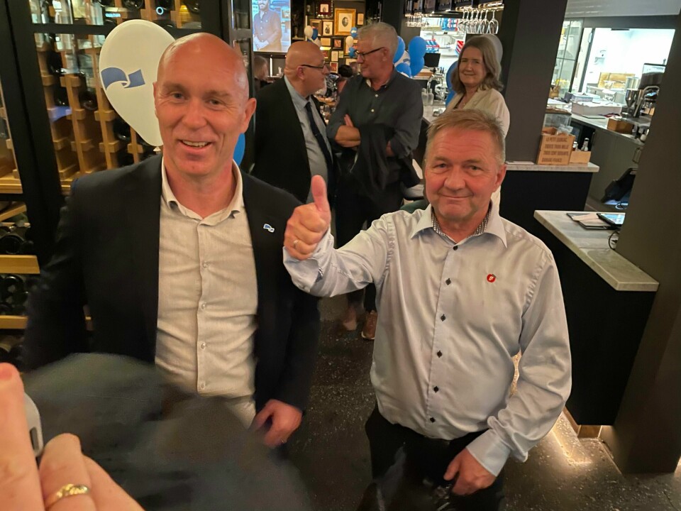 Glede og optimisme preget valgvinnerne Kenny Rettore (H) og Pål Morten Borgli (Frp) kvelden 11. september. Spillet har endret seg flere ganger siden valgnatten, og nå blir Rettore ordfører mens Borgli trolig er ferdig som heltidspolitiker i Sandnes. Kenny Rettore (H) og Pål Morten Borgli (Frp).