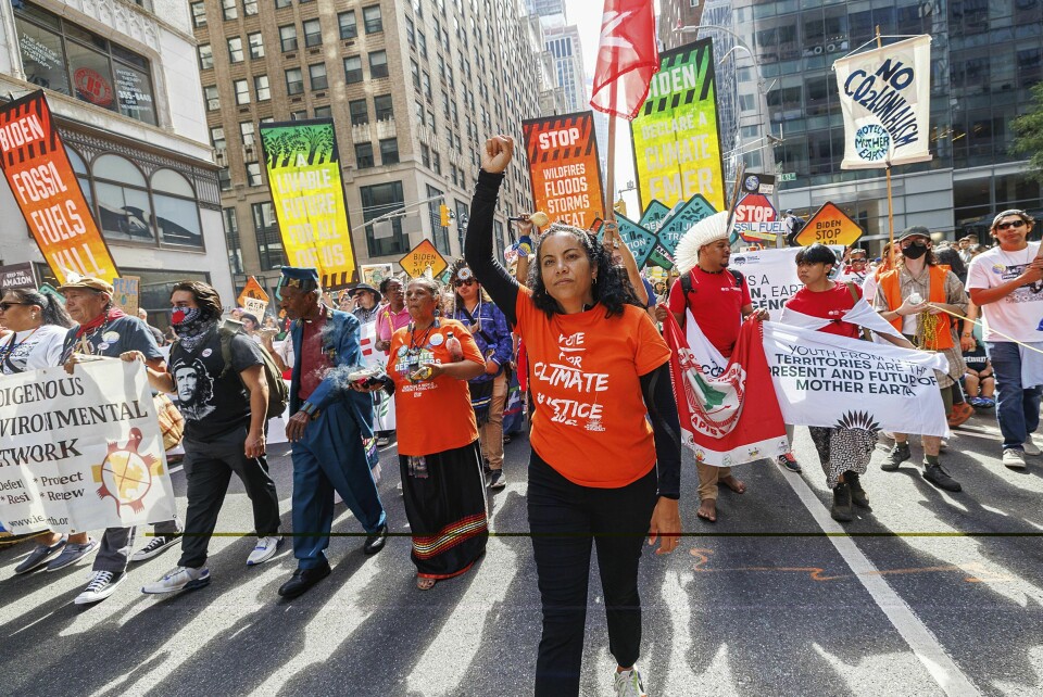 Markeringen på Manhattan var en av en lang rekke verden over den siste tiden. Markeringen på Manhattan var en av en lang rekke verden over den siste tiden. Foto: Sara Kerens / AP / CPD Climate Justice / NTB