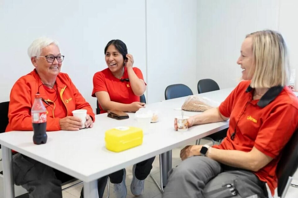 F.v. Åse Linda Bakke, Maria Esther Ramos Puma og June Stensland har en liten pause sammen. F.v. Åse Linda Bakke, Maria Esther Ramos Puma og June Stensland har en liten pause sammen.