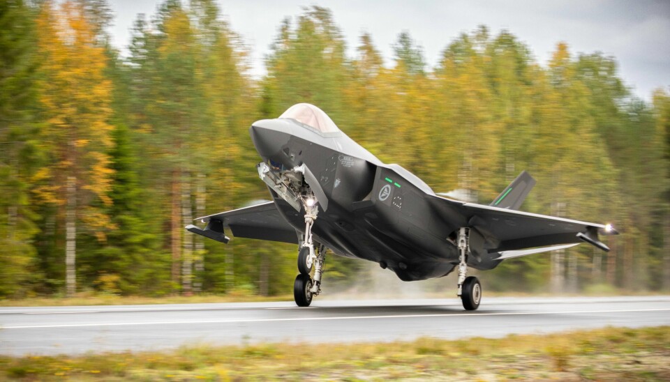 Norske F-35A gjennomførte torsdag landing på motorveien i Finland for første gang. Norske F-35A gjennomførte torsdag landing på motorveien i Finland for første gang. Foto: Ole Andreas Vekve / Forsvaret / NTB
