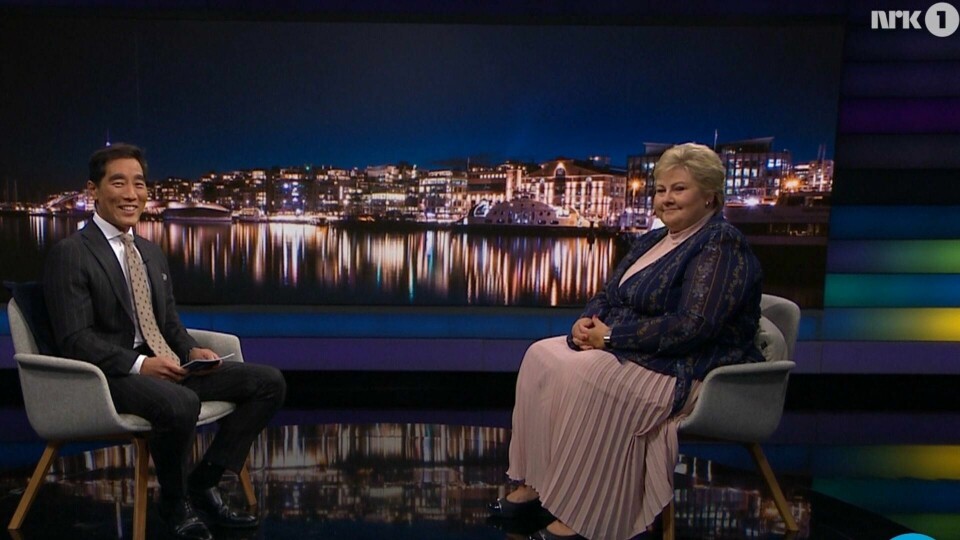 Fredrik Solvang og Erna Solberg under Debatten på NRK torsdag kveld. Fredrik Solvang og Erna Solberg under Debatten på NRK torsdag kveld.