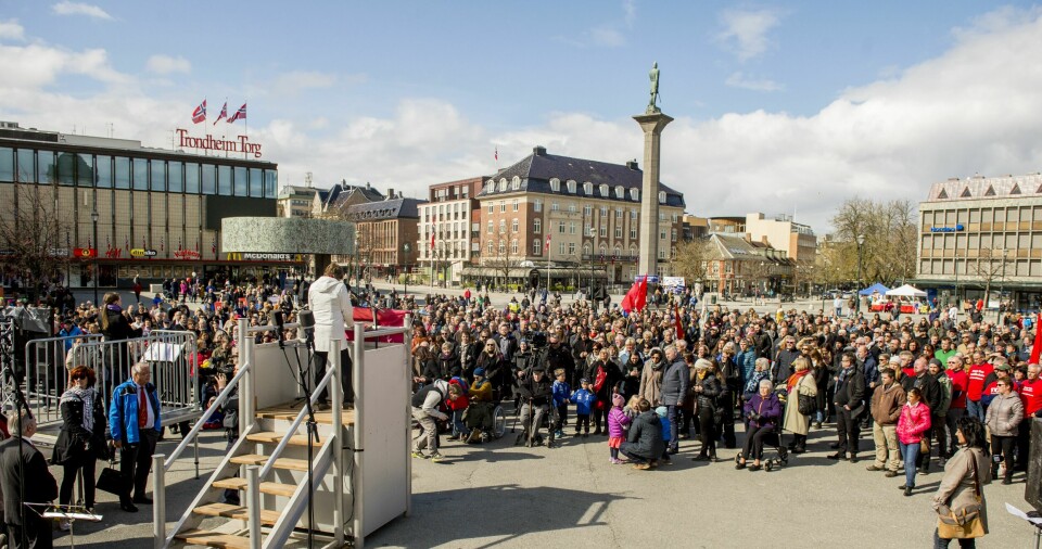 Trondheim er kjent for den radikale fagbevegelsens hånd på rattet i politikken gjennom år. Nå glapp venstresidas flertall. Bildet er fra 1. mai 2015. .