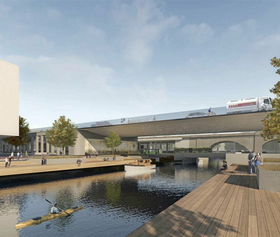 LYSAKERELVA: Bærum og Oslo kommuner og Statens vegvesen vil å gjøre Lysaker mer urbant med bedre tilgjengelighet for kollektivreisende, gående og syklende. ILLUSTRASJON: NORCONSULT, RODEO, AAS-JAKOBSEN og LPO.